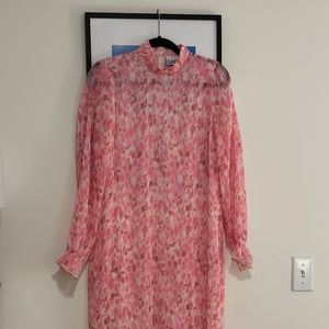 Ganni floral print plisse-georgette midi dress